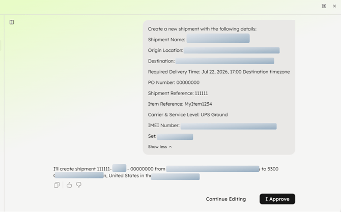 LIA Create Shipment